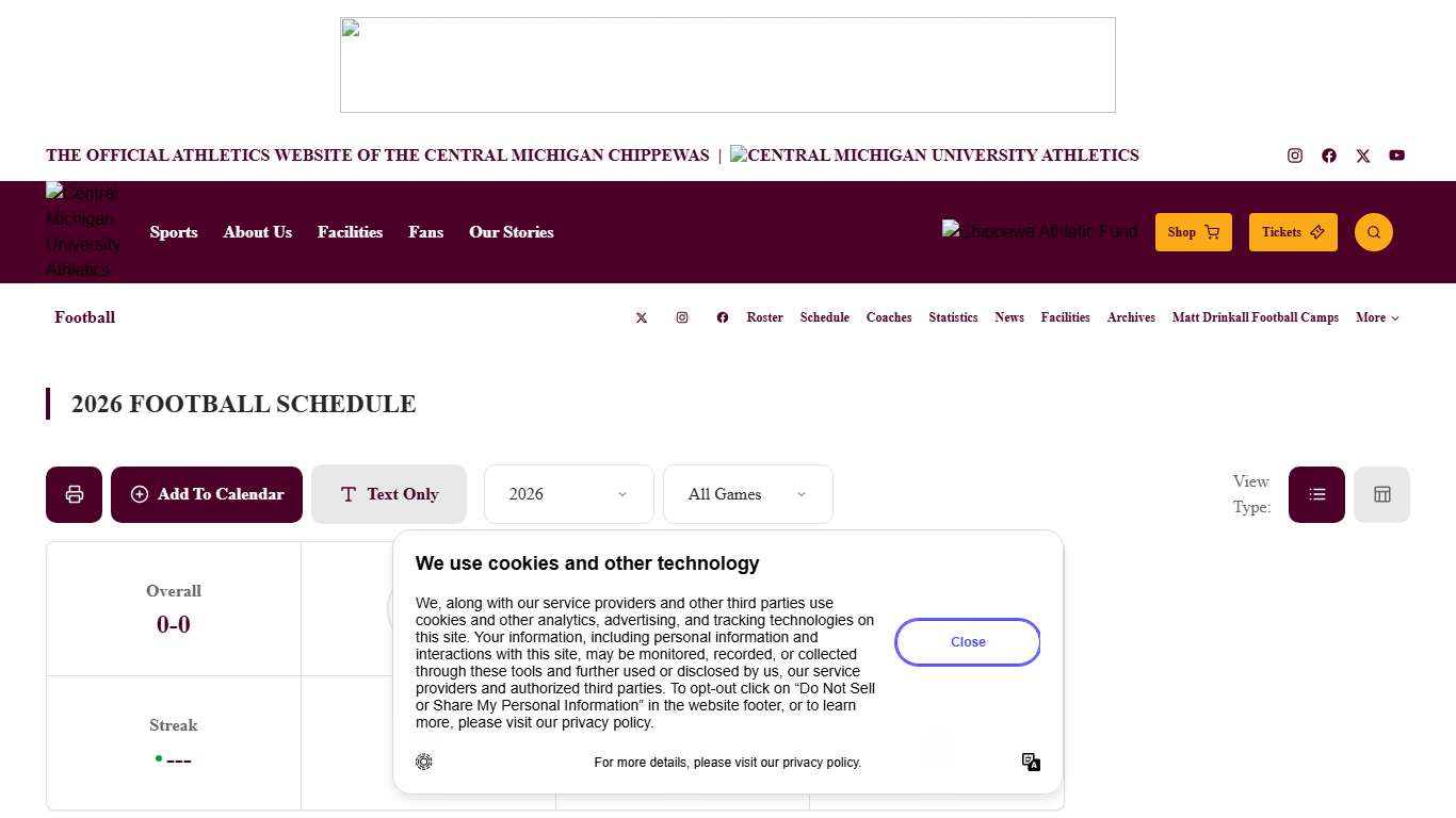 2026 Football Schedule - Central Michigan University Athletics
