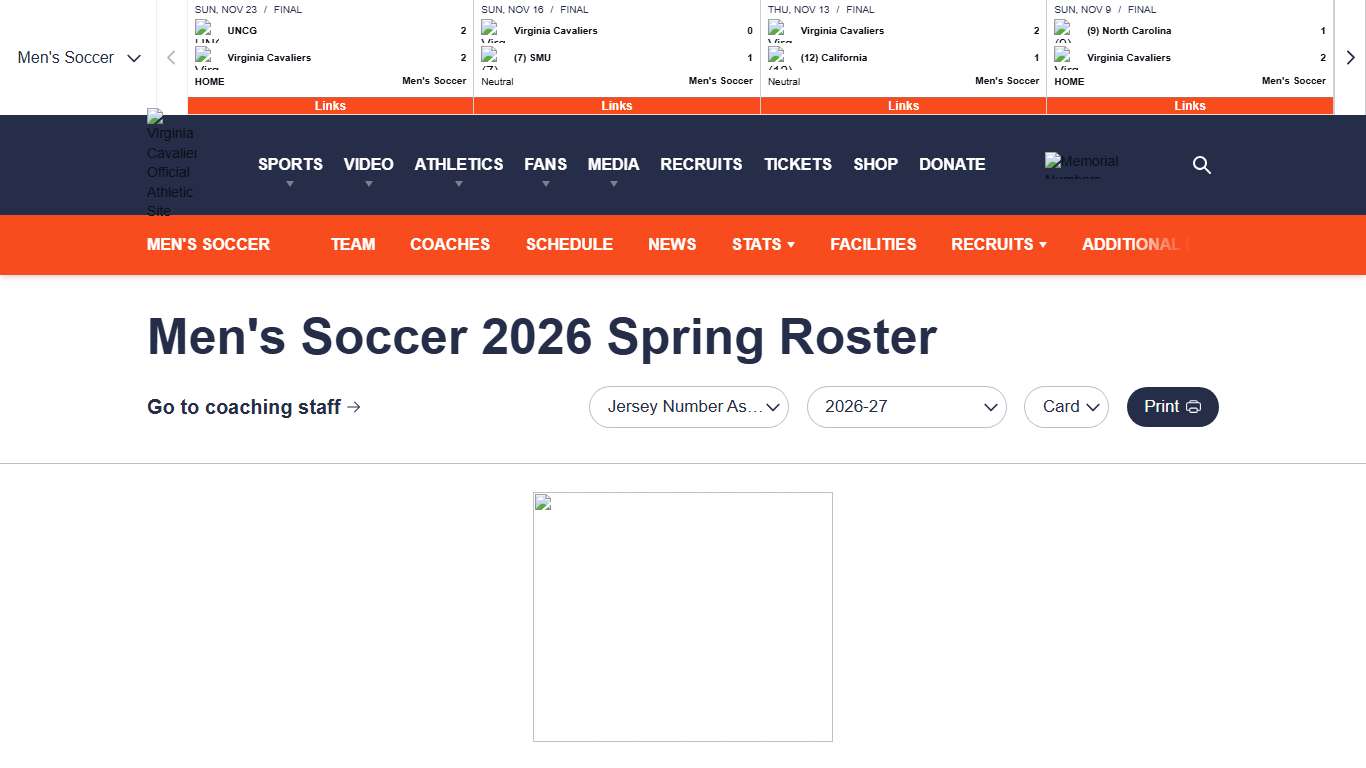 Men's Soccer 2026 Spring Roster - Virginia Cavaliers Official Athletic Site